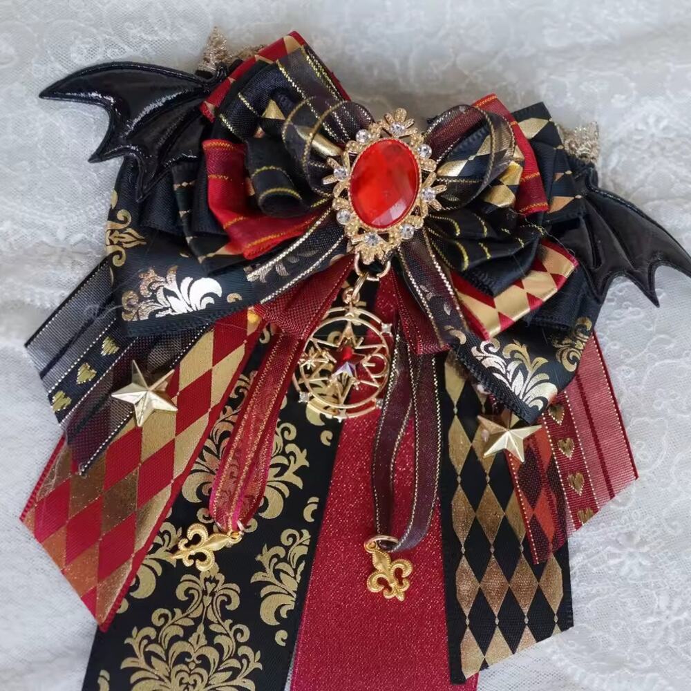 Anime-Inspired Bow Ribbon Cosplay Decoration Hair, Bags, Backpacks - Black/Red